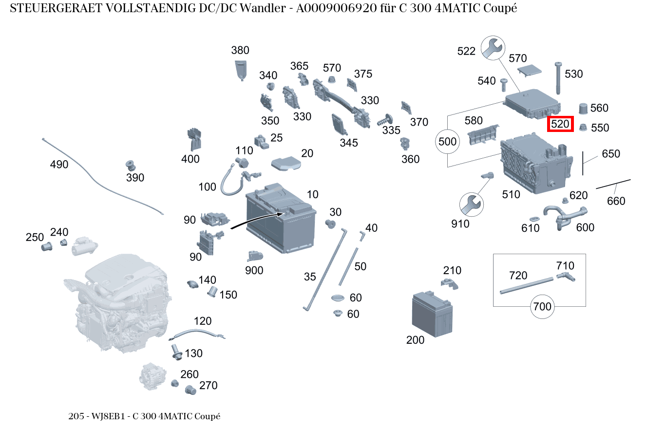 Steuergerät vollständig DC/DC Wandler C 300 4MATIC Coupé 205