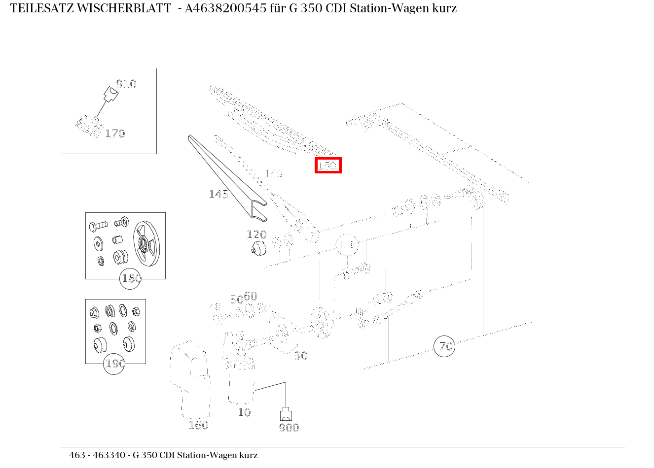 Teilesatz Wischerblatt G 350 CDI Station-Wagen kurz 463
