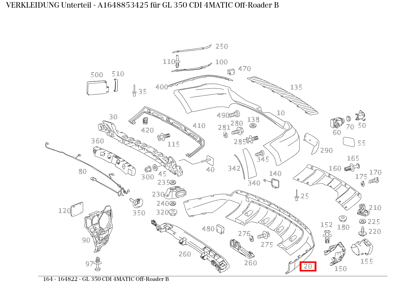 Verkleidung Unterteil GL 350 CDI 4MATIC Off-Roader B 164 Verkleidung Unterteil GL 350 CDI 4MATIC Off-Roader B 164