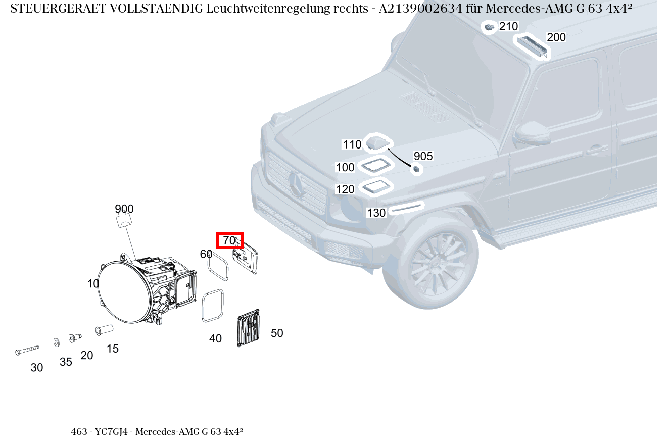 Steuergerät vollständig Leuchtweitenregelung rechts Mercedes-AMG G 63 4x4² 463 Steuergerät vollständig Leuchtweitenregelung rechts Mercedes-AMG G 63 4x4² 463