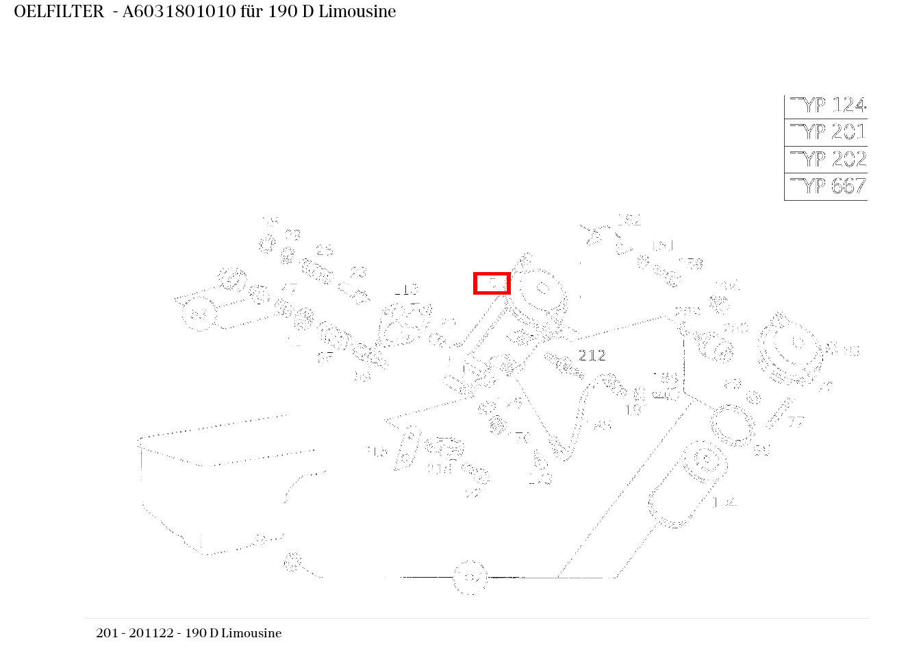 Ölfilter 190 D Limousine 201 Ölfilter 190 D Limousine 201