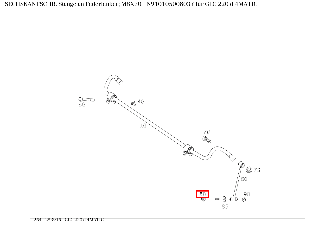 Sechskantschraube Stange an Federlenker; M8X70 , , und weitere kaufen