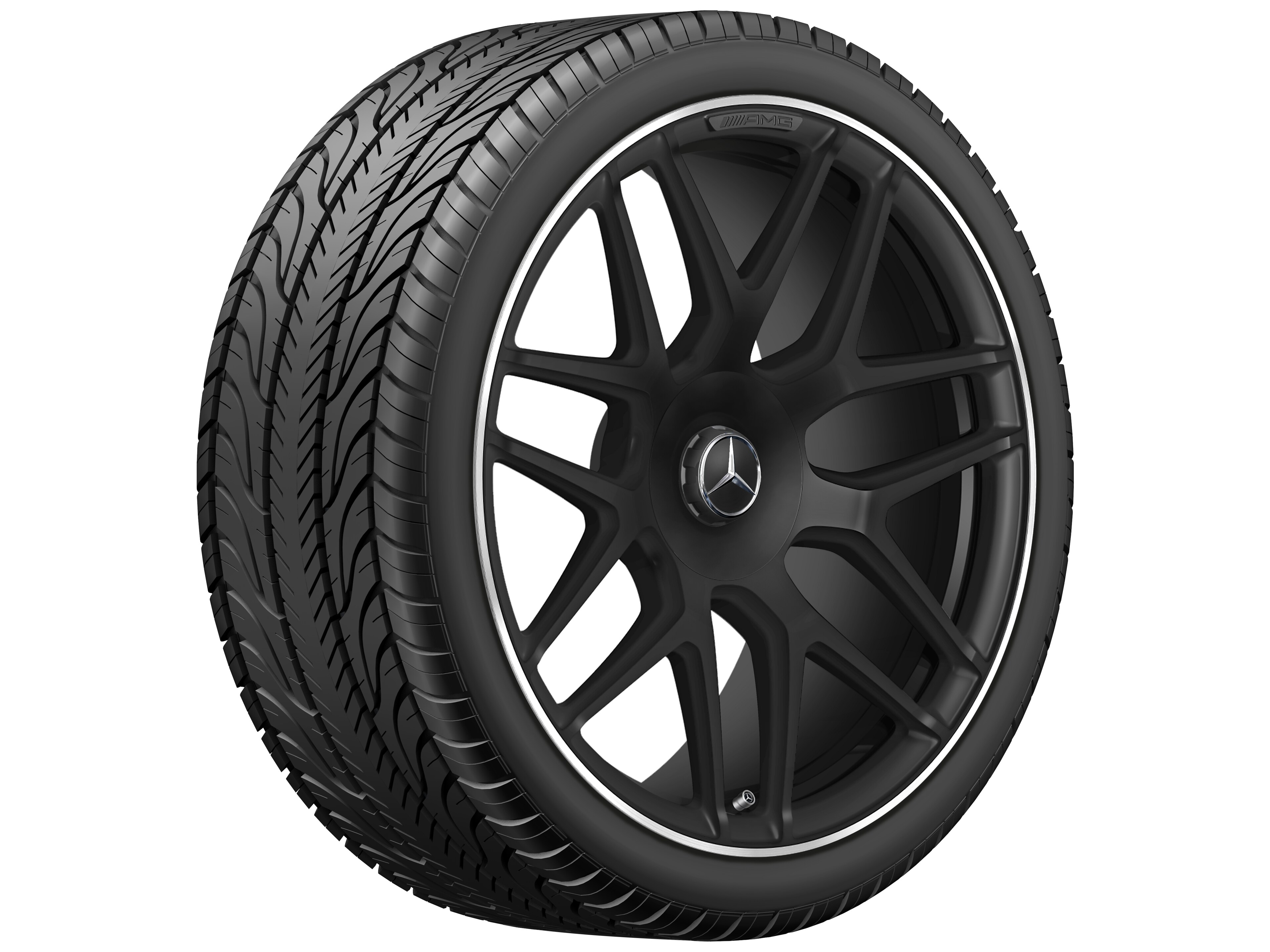 Mercedes-Benz -  AMG Schmiederad 22 Zoll, 10 J x 22 ET 36, schwarz matt, Felgenhorn glanzgedreht