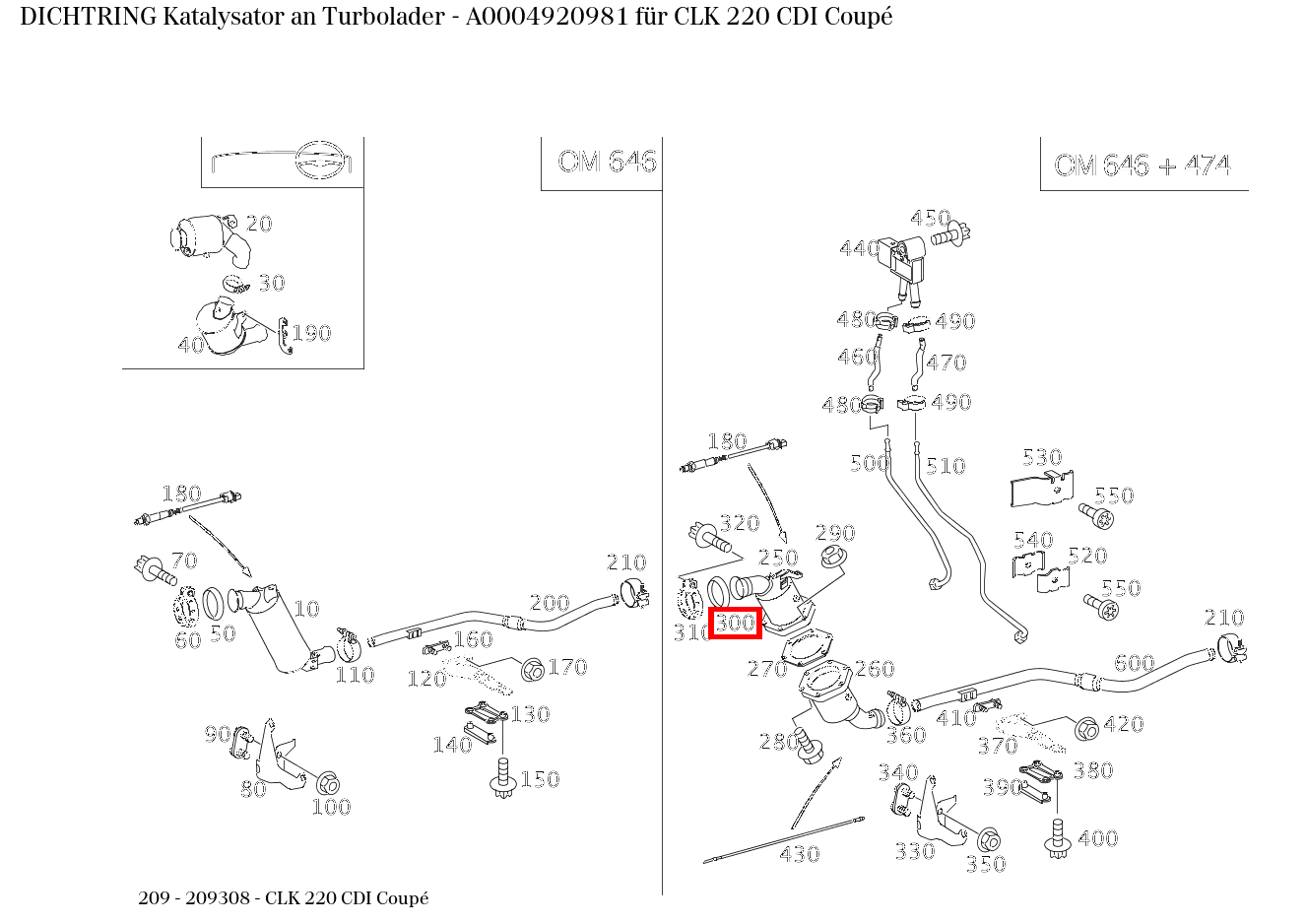 Dichtring Katalysator an Turbolader CLK 220 CDI Coupé 209 Dichtring Katalysator an Turbolader CLK 220 CDI Coupé 209