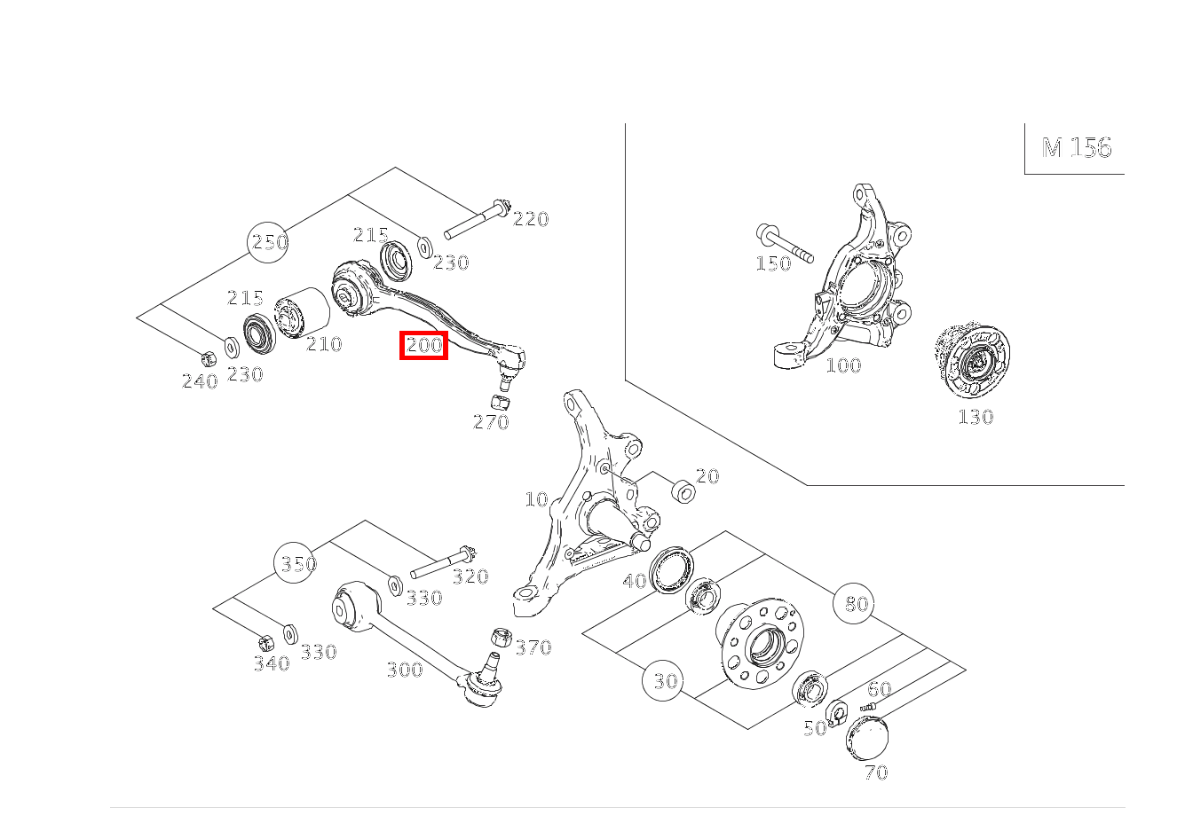 Zugstrebe Rechts mit Lager C350 BE C 204