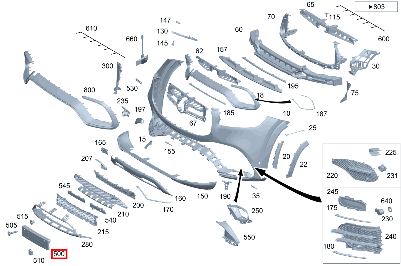 Kennzeichenblende Kennzeichenblende vorn Mercedes-AMG GLS 63 4MATIC+ 167