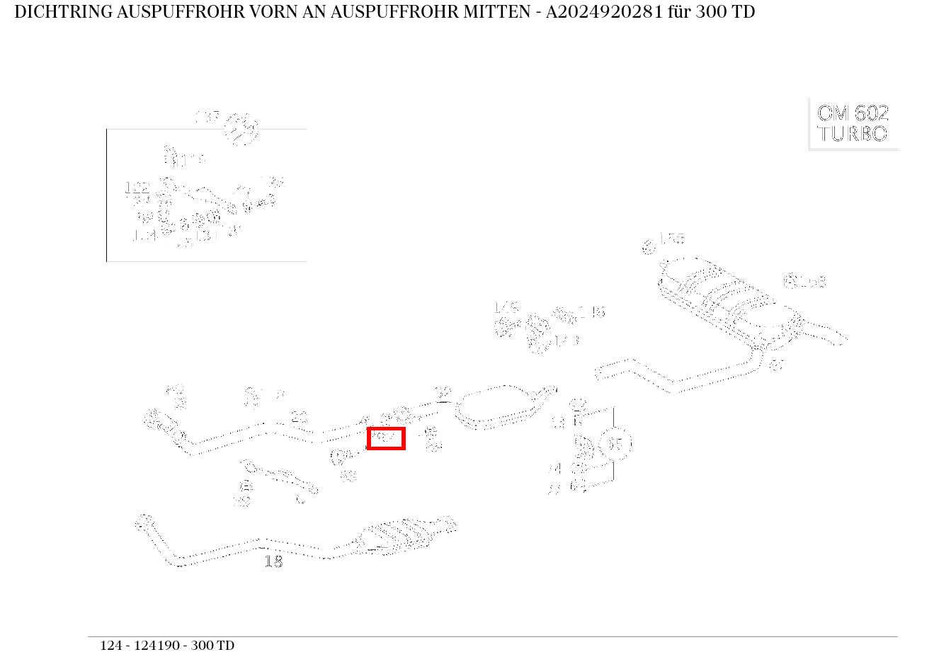 Dichtring AUSPUFFROHR VORN AN AUSPUFFROHR MITTEN 300 TD 124