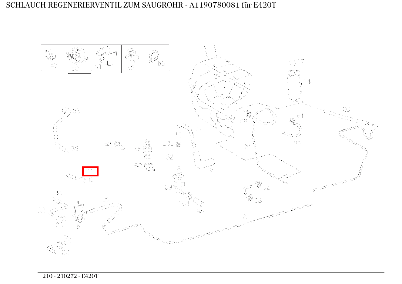 Schlauch REGENERIERVENTIL ZUM SAUGROHR E420T 210 Schlauch REGENERIERVENTIL ZUM SAUGROHR E420T 210
