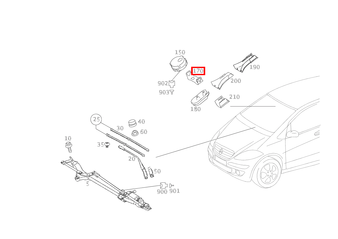 Klammer BEFESTIGUNG REGEN-LICHTSENSOR A 200 TURBO COUPE 169 Klammer BEFESTIGUNG REGEN-LICHTSENSOR A 200 TURBO COUPE 169