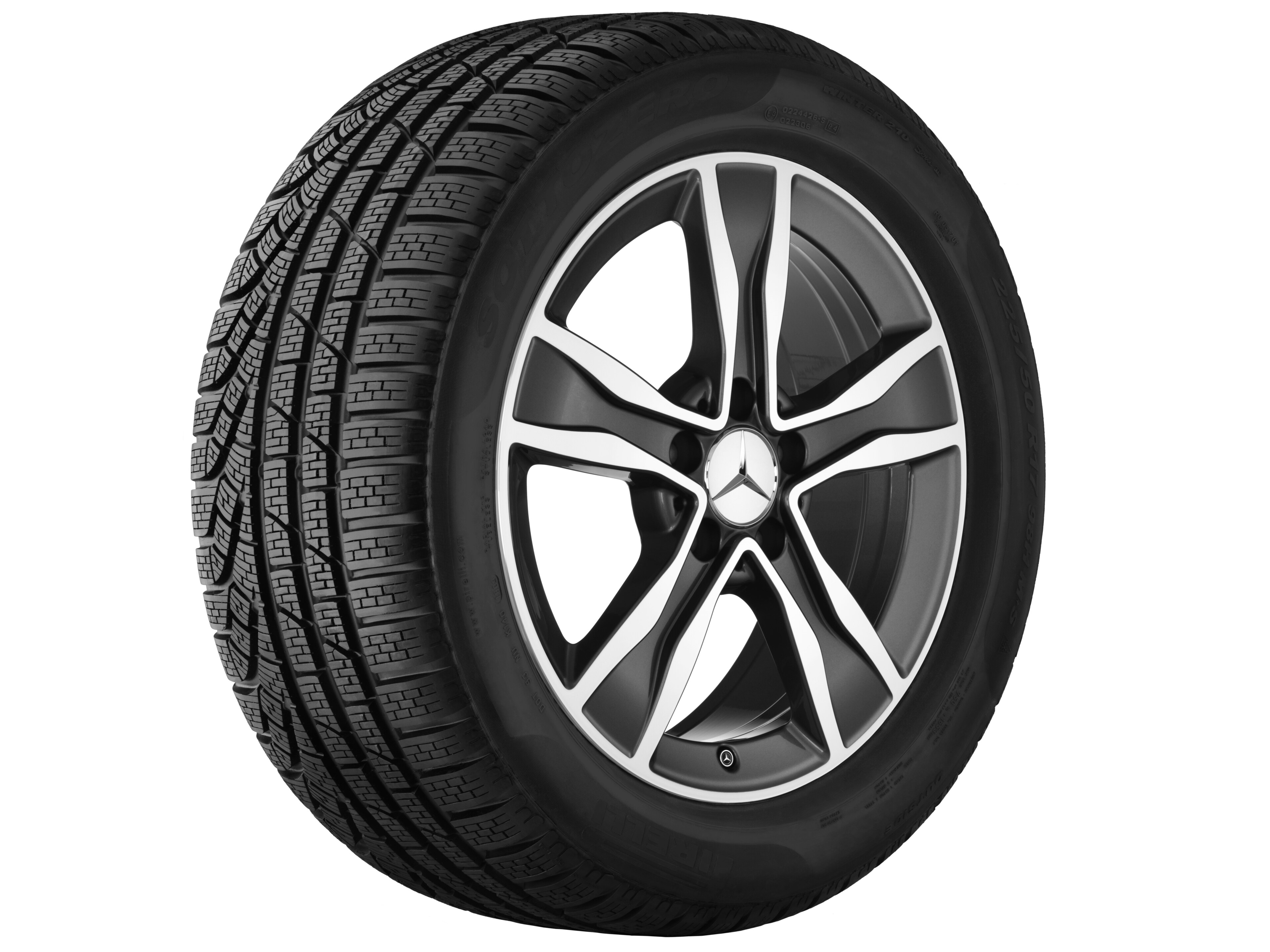 Mercedes-Benz - 5-Speichen-Rad, 43,2 cm (17 Zoll), glanzgedreht 5-Speichen-Rad, 43,2 cm (17 Zoll), glanzgedreht