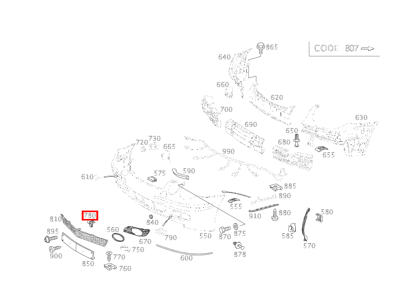 HALTECLIP BEFESTIGUNG GITTER, AMG-STYLING E 220 CDI T-Modell 212