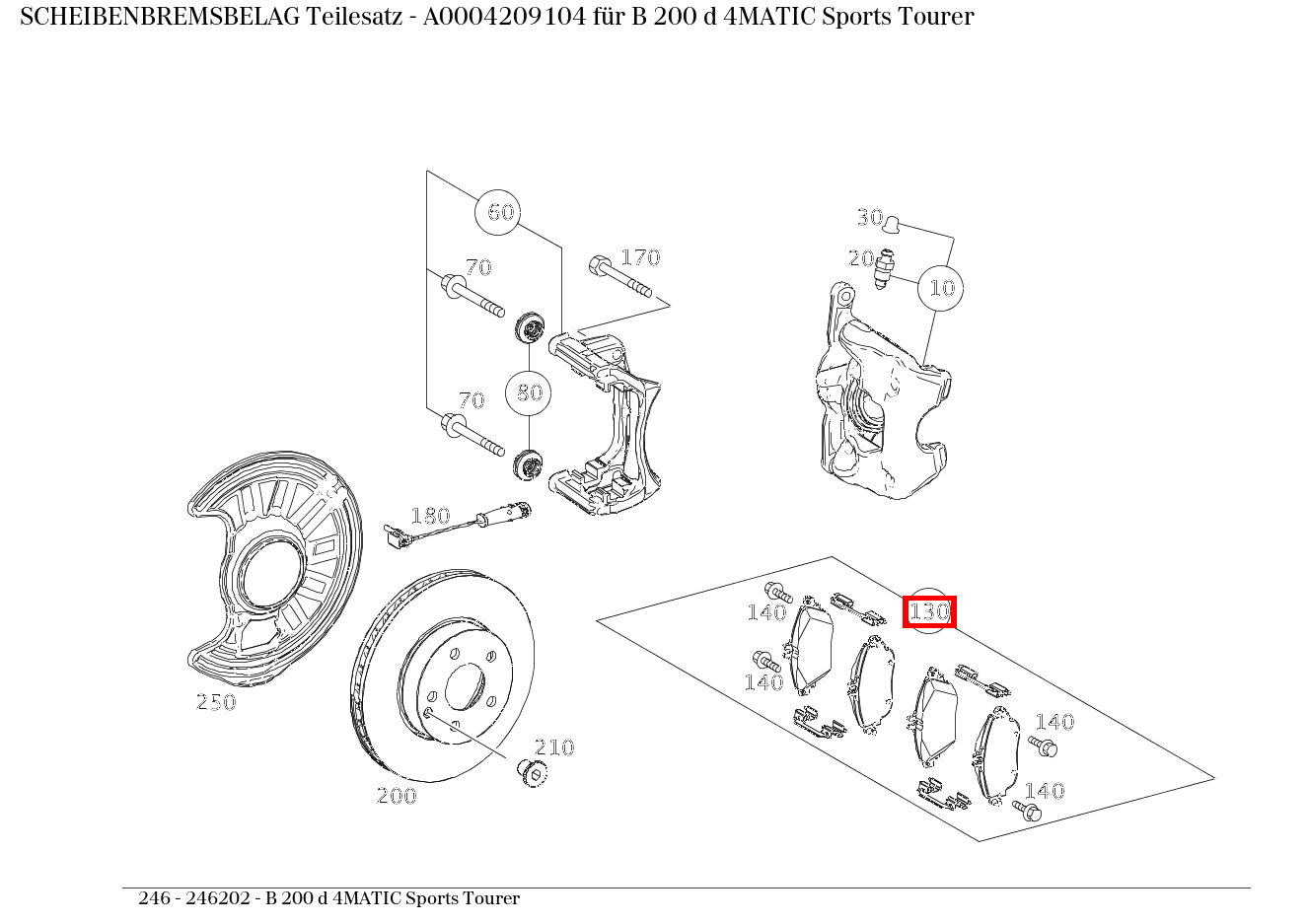 Scheibenbremsbelag Teilesatz B 200 d 4MATIC Sports Tourer 246