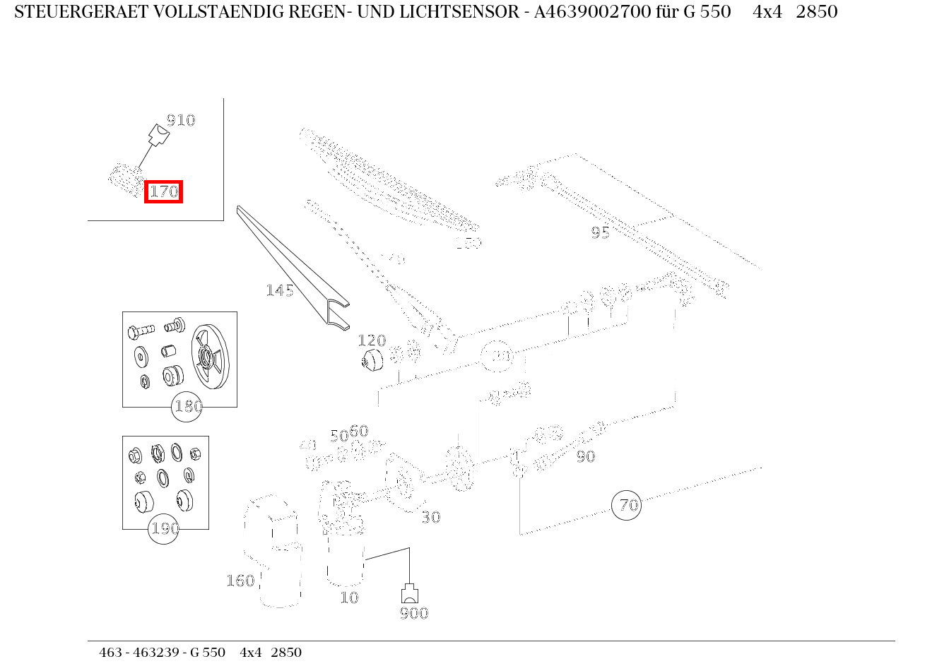 Steuergerät vollständig REGEN- UND LICHTSENSOR G 550 4x4 2850 463 Steuergerät vollständig REGEN- UND LICHTSENSOR G 550 4x4 2850 463