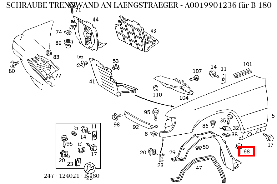 Schraube TRENNWAND AN LAENGSTRAEGER B 180 247