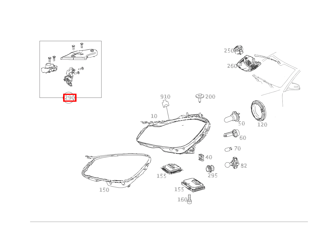 Reparatursatz Halter Reparaturlösung für Scheinwerfer rechts C63AMG BlackSeries 204