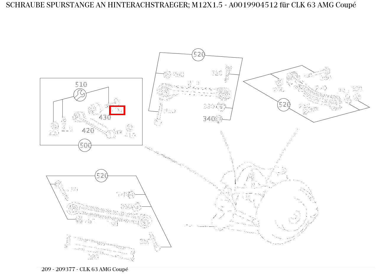 Schraube SPURSTANGE AN HINTERACHSTRAEGER; M12X1.5 CLK 63 AMG Coupé 209 Schraube SPURSTANGE AN HINTERACHSTRAEGER; M12X1.5 CLK 63 AMG Coupé 209