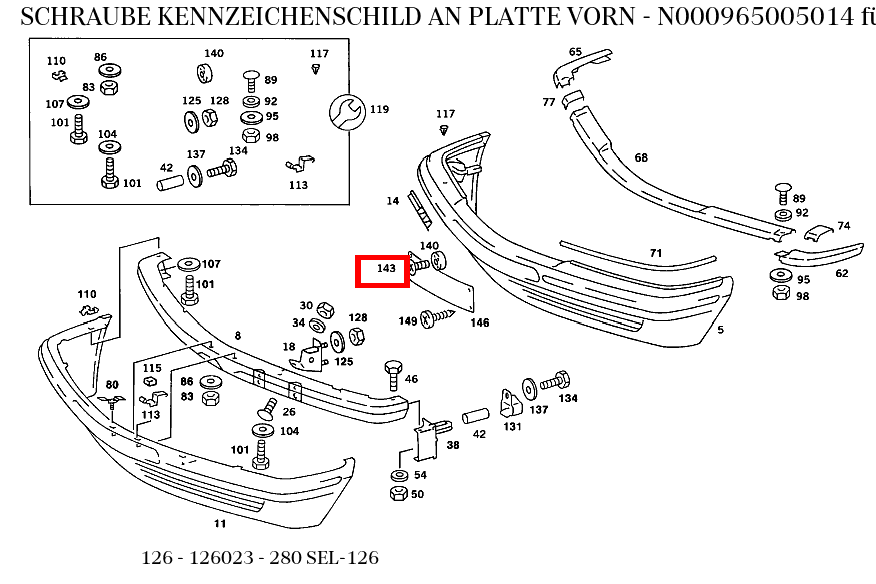 Schraube KENNZEICHENSCHILD AN PLATTE VORN 280 SEL-126 126 Schraube KENNZEICHENSCHILD AN PLATTE VORN 280 SEL-126 126