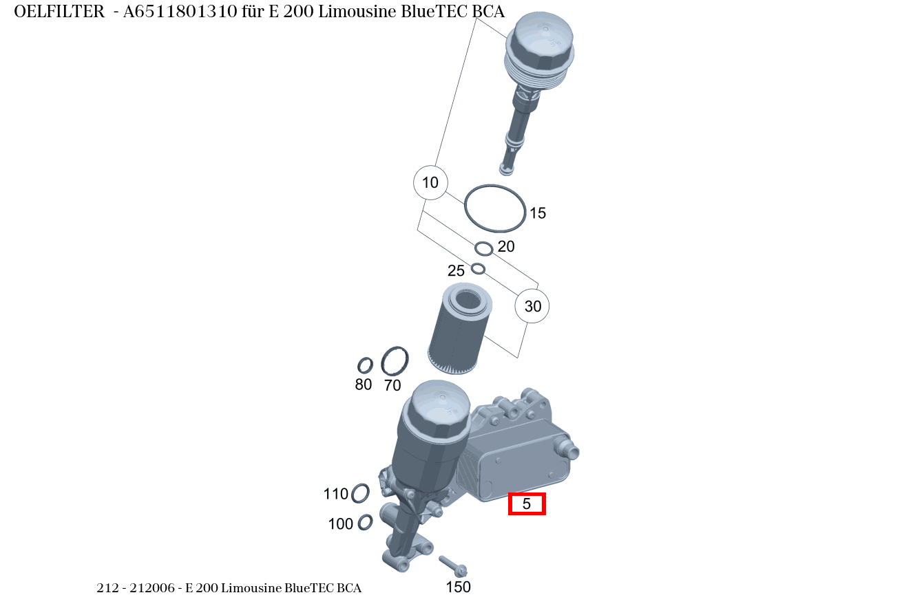 Ölfilter E 200 Limousine BlueTEC BCA 212 Ölfilter E 200 Limousine BlueTEC BCA 212
