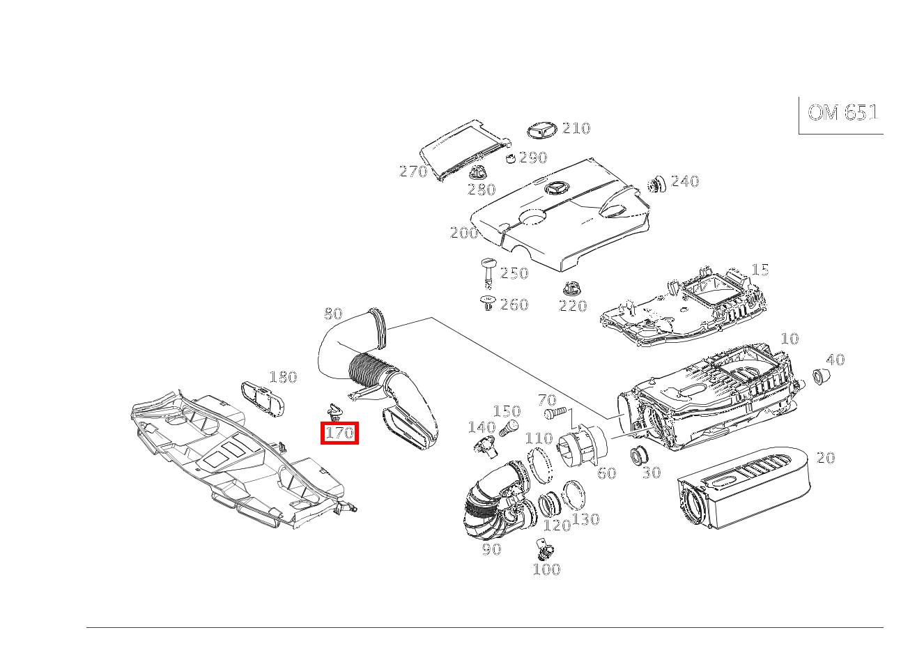 Verschluss LUFTLEITUNG AN QUERTRAEGER OBEN SLK/SLC 250 B /D 172