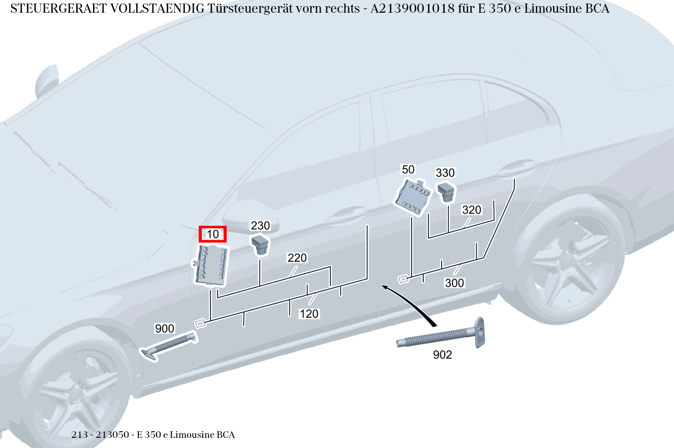 Steuergerät vollständig Türsteuergerät vorn rechts E 350 e Limousine BCA 213