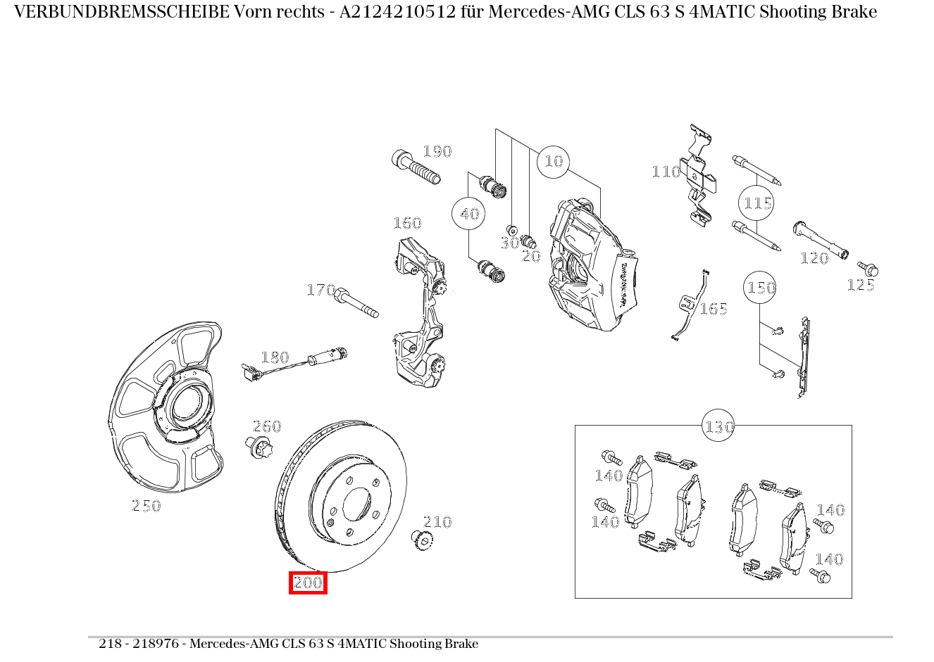 Verbundbremsscheibe Vorn rechts Mercedes-AMG CLS 63 S 4MATIC Shooting Brake 218
