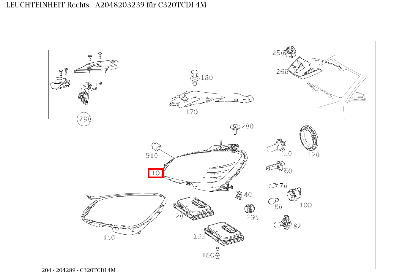 Leuchteinheit Rechts C320TCDI 4M 204