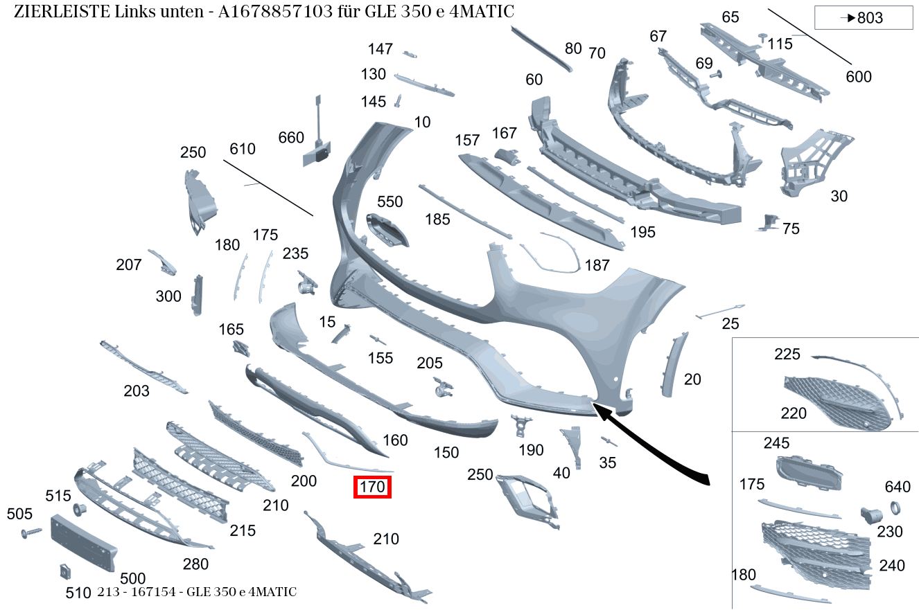 Zierleiste Links unten GLE 350 e 4MATIC 213 Zierleiste Links unten GLE 350 e 4MATIC 213