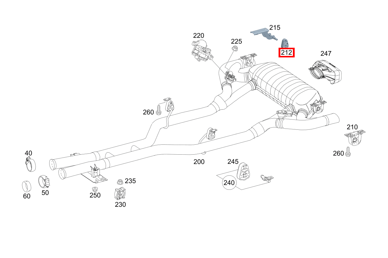 Aufhängering NACHSCHALLDAEMPFER LINKS UND RECHTS, HINTEN Mercedes-AMG GT Roadster 190 Aufhängering NACHSCHALLDAEMPFER LINKS UND RECHTS, HINTEN Mercedes-AMG GT Roadster 190