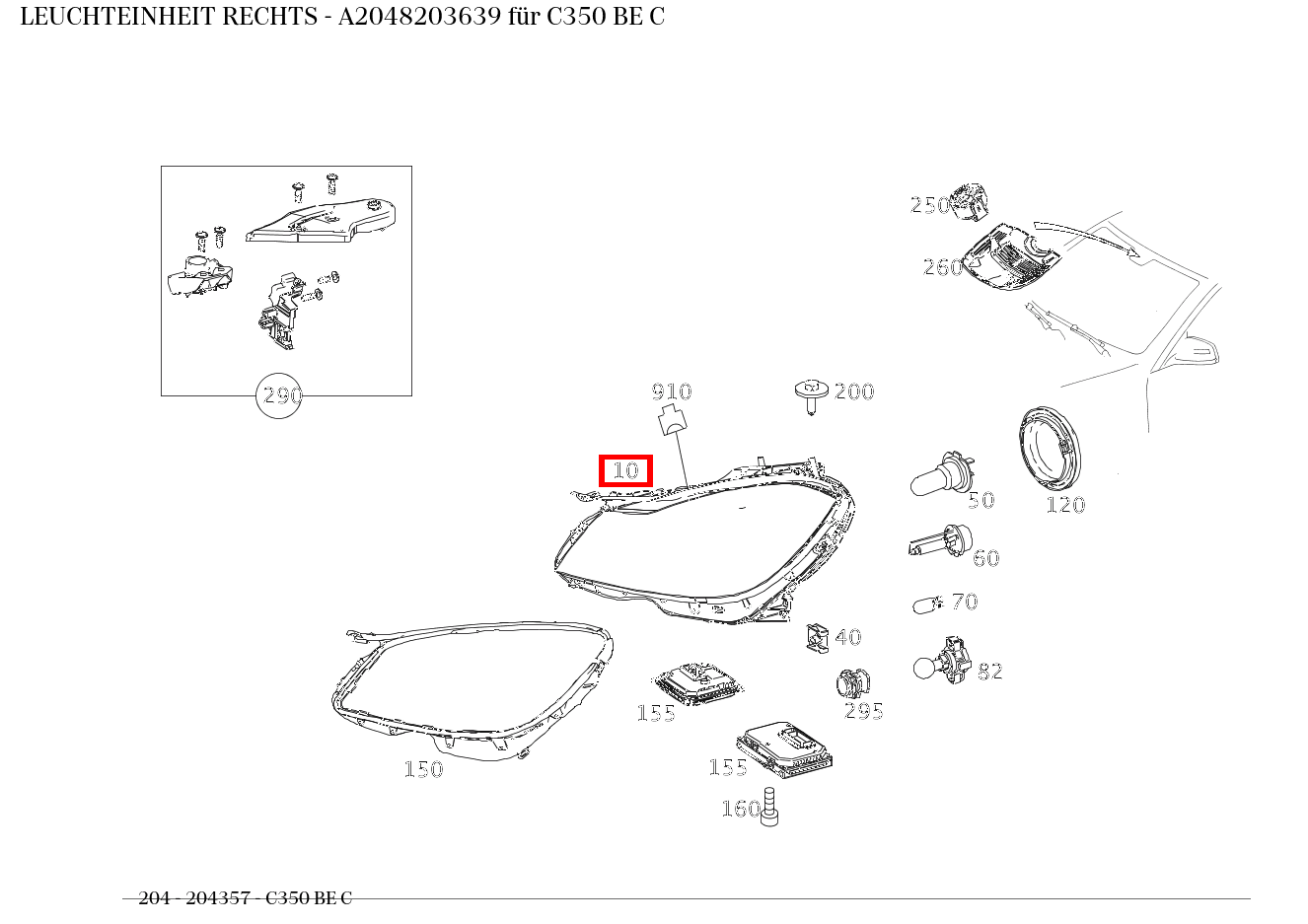 Leuchteinheit RECHTS für C 204, GLC 253-Klasse kaufen 
