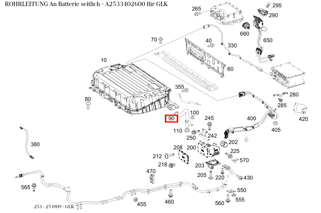 Rohrleitung An Batterie seitlich GLK 253