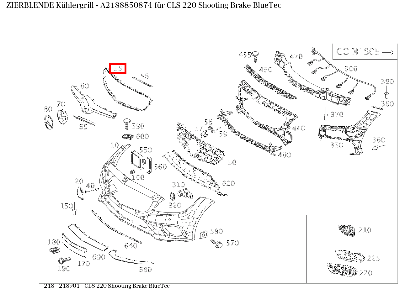 Zierblende Kühlergrill CLS 220 Shooting Brake BlueTec 218 Zierblende Kühlergrill CLS 220 Shooting Brake BlueTec 218