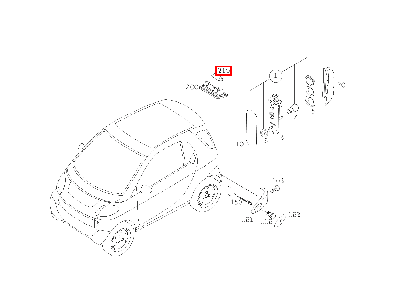 Glühlampe KENNZEICHENLEUCHTE; 12V-5W GLC 300 de 4MATIC 254