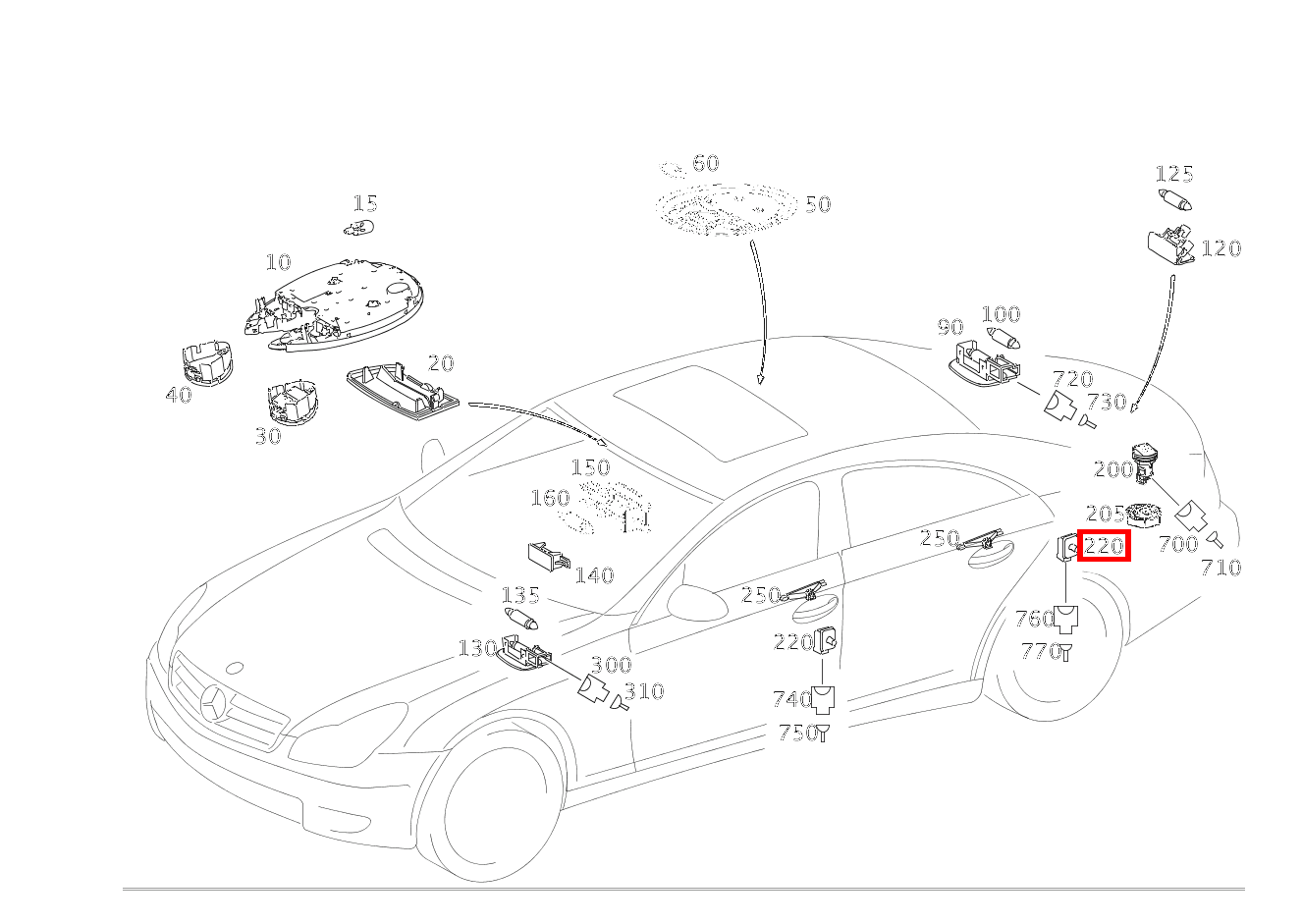 TASTER Türkontakt CLS 55 AMG 219 TASTER Türkontakt CLS 55 AMG 219