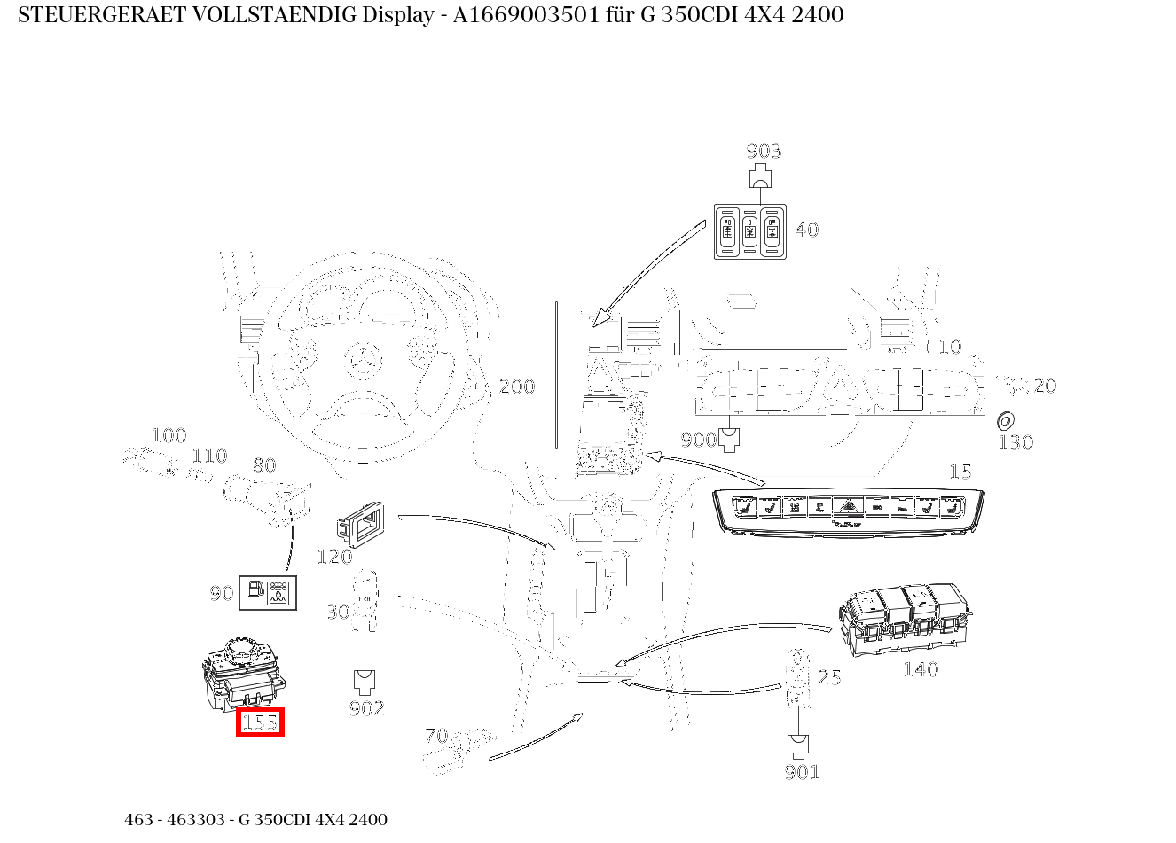 Steuergerät vollständig Display G 350CDI 4X4 2400 463