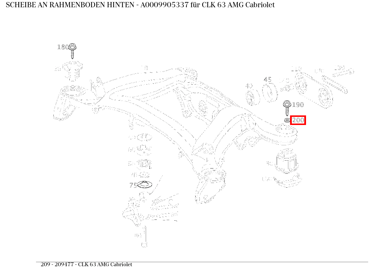 Scheibe AN RAHMENBODEN HINTEN CLK 63 AMG Cabriolet 209