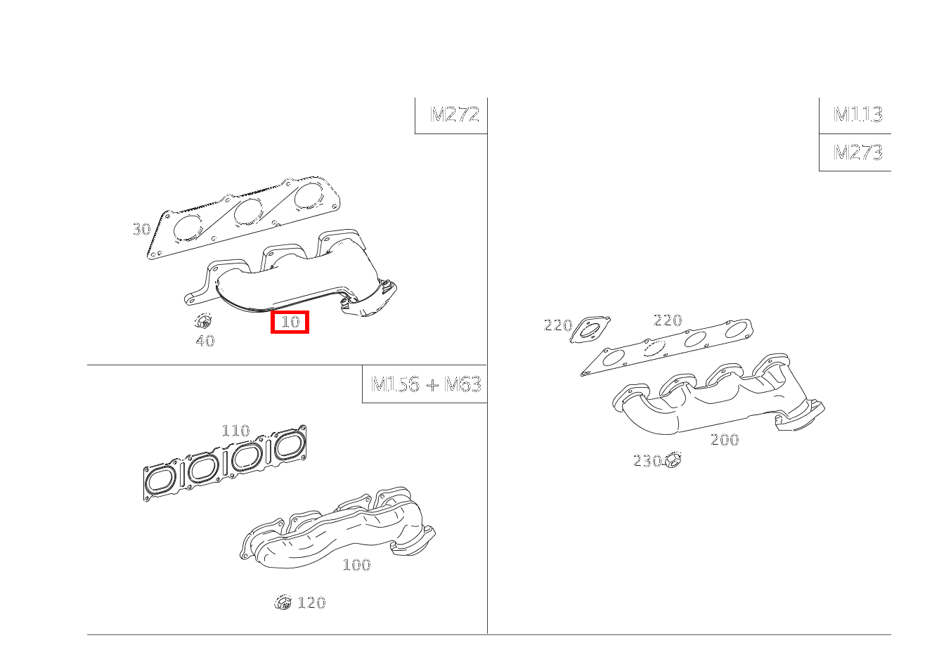 Abgaskrümmer RECHTS ML 350 4M BCA 164