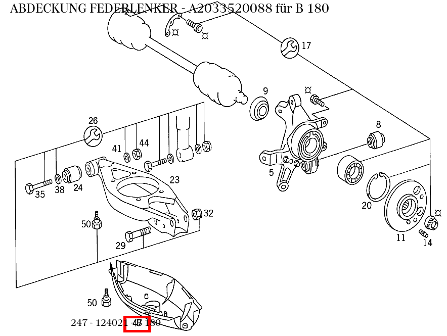 Abdeckung FEDERLENKER B 180 247 Abdeckung FEDERLENKER B 180 247