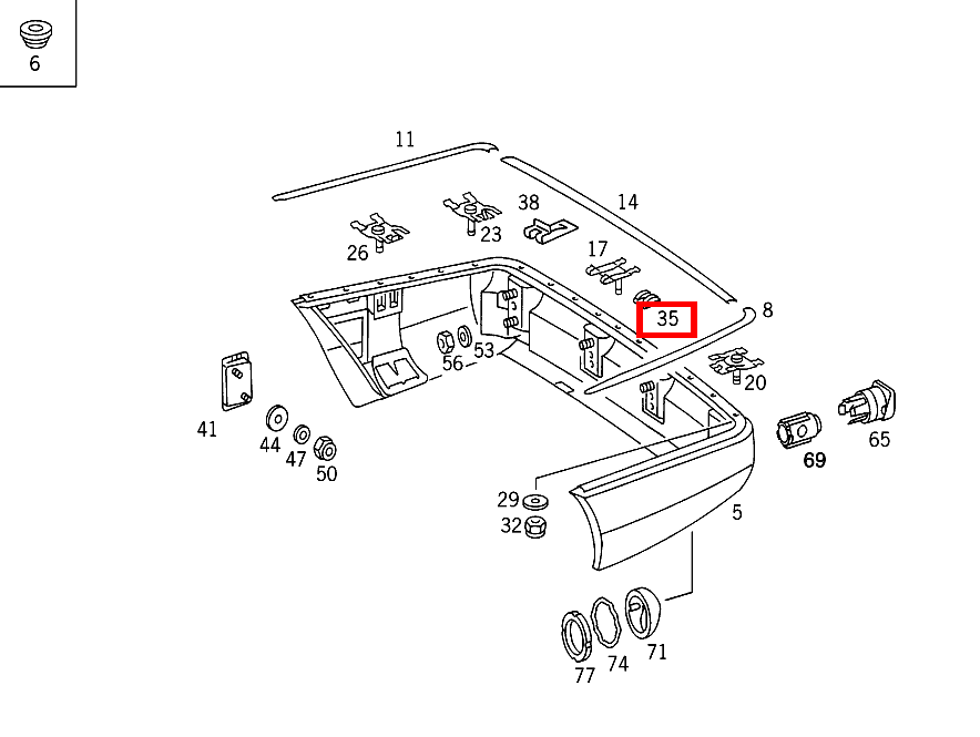 FEDERKLAMMER BLENDE AN STOSSFAENGER S 350 Turbodiesel 140