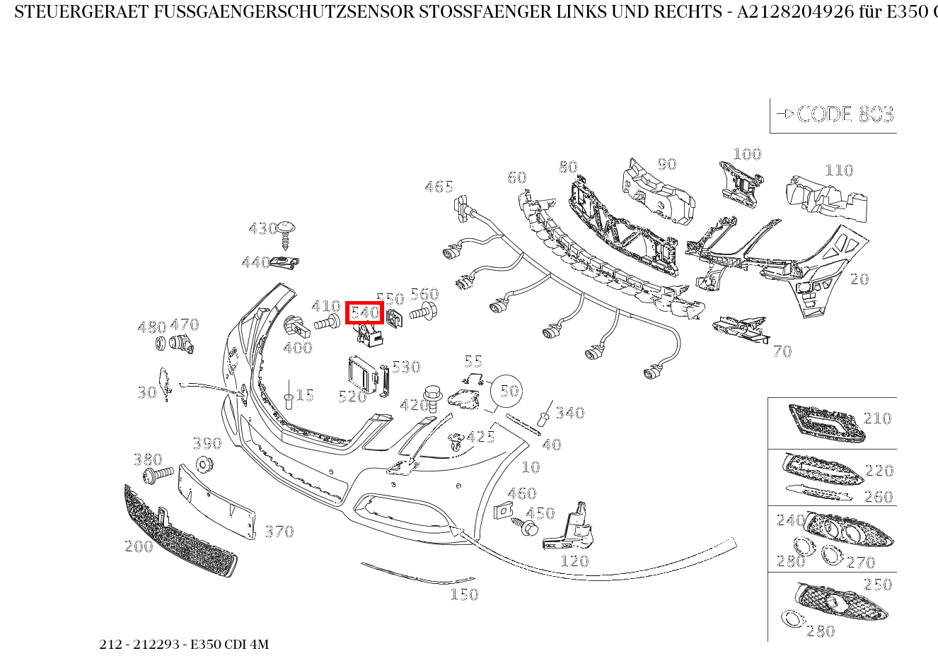 STEUERGERAET FUSSGAENGERSCHUTZSENSOR STOSSFAENGER LINKS UND RECHTS E350 CDI 4M 212 STEUERGERAET FUSSGAENGERSCHUTZSENSOR STOSSFAENGER LINKS UND RECHTS E350 CDI 4M 212