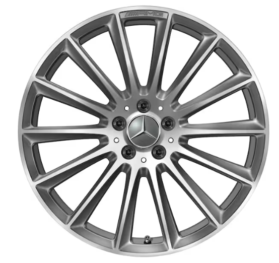 AMG Vielspeichen-Rad, 50,8 cm (20 Zoll) 9 J x 20 ET 34, titangrau, glanzgedreht AMG Vielspeichen-Rad, 50,8 cm (20 Zoll) 9 J x 20 ET 34, titangrau, glanzgedreht