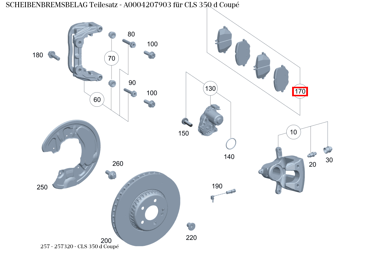 Scheibenbremsbelag Teilesatz CLS 350 d Coupé 257