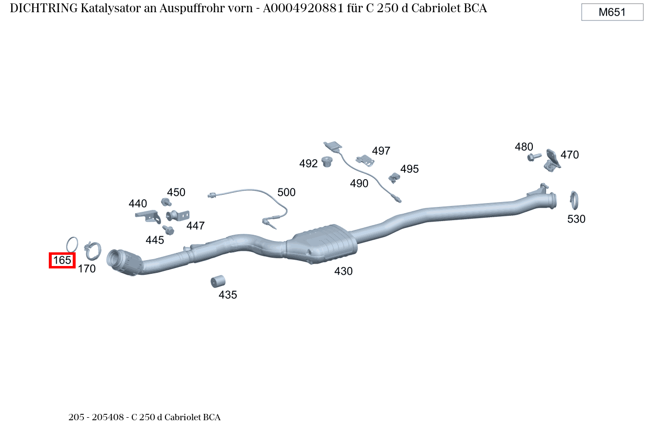 Dichtring Katalysator an Auspuffrohr vorn C 250 d Cabriolet BCA 205 Dichtring Katalysator an Auspuffrohr vorn C 250 d Cabriolet BCA 205