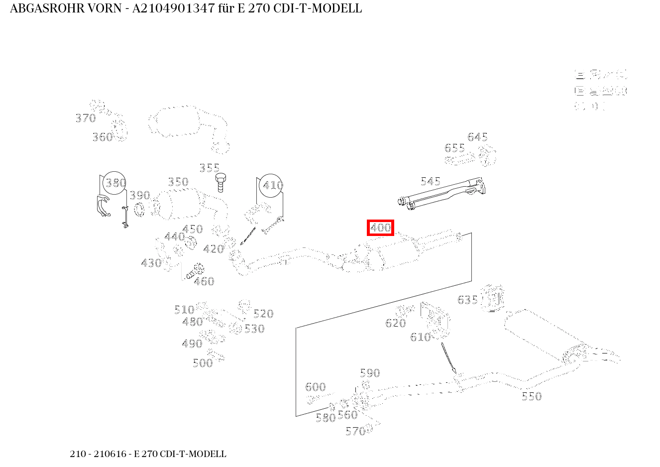 Abgasrohr VORN E 270 CDI-T-MODELL 210