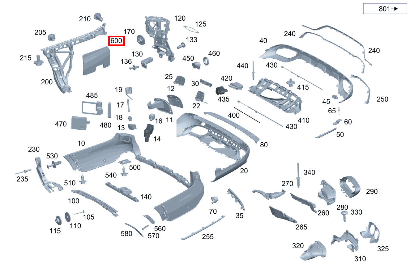 Abdämpfung Seitenwand IN STOSSFAENGER RECHTS E 300 de T-Modell 253