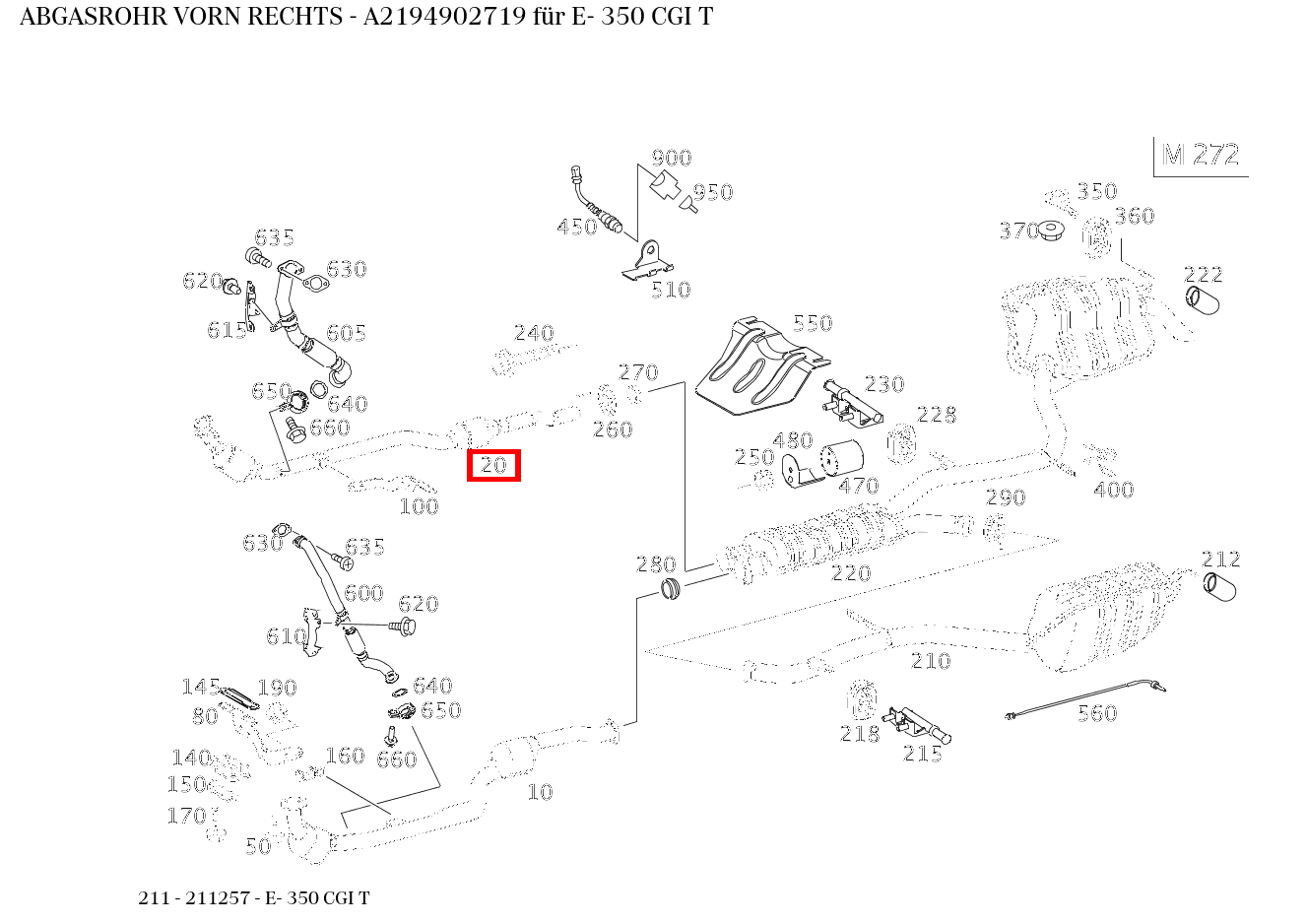 Abgasrohr VORN RECHTS E- 350 CGI T 211 Abgasrohr VORN RECHTS E- 350 CGI T 211