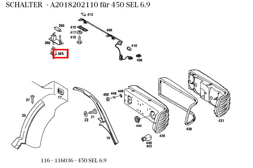 Schalter 450 SEL 6.9 116 Schalter 450 SEL 6.9 116