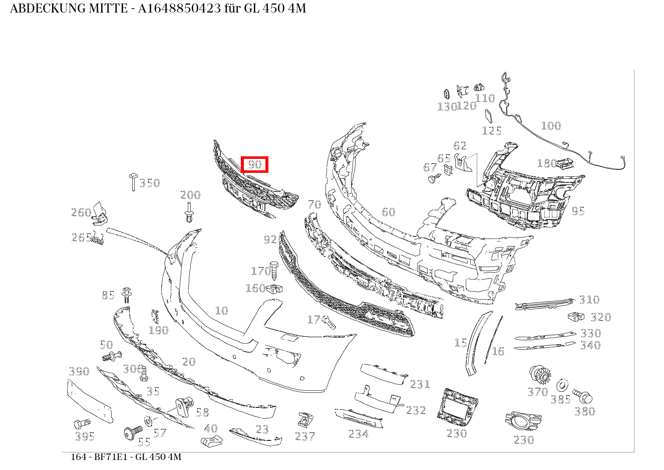 Abdeckung MITTE GL 450 4M 164 Abdeckung MITTE GL 450 4M 164