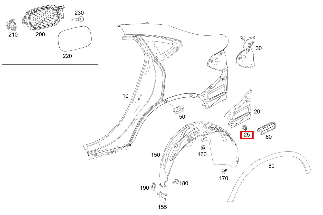 EINPRESSSCHRAUBE SEITENWAND RECHTS Mercedes-AMG GLC 63 S 4MATIC+ Coupé 253