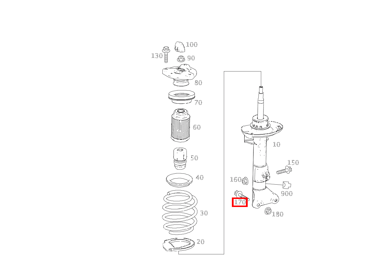 Kombi-Schraube Federbein an Achsschenkel unten; M12X20 C 180 205 Kombi-Schraube Federbein an Achsschenkel unten; M12X20 C 180 205