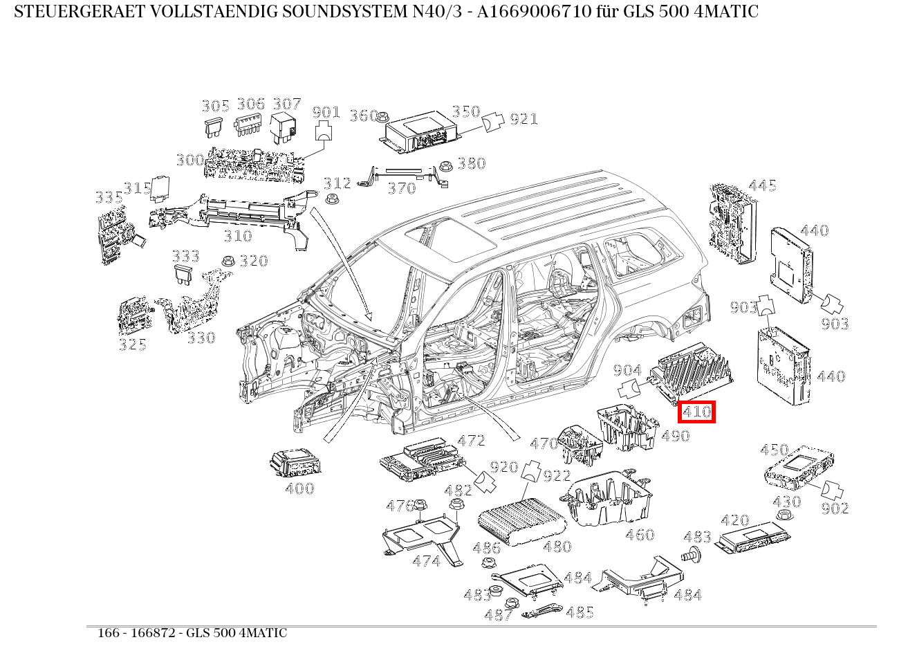 Steuergerät vollständig SOUNDSYSTEM N40/3 für M-Klasse 166 kaufen 